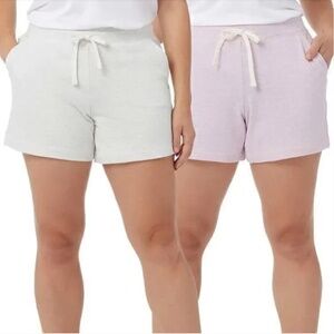 32 DEGREES Cool Women's 2-Pack Pull on Shorts Heather White/Smokey Grape XS